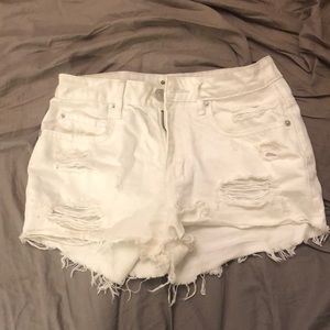 White garage denim shorts
